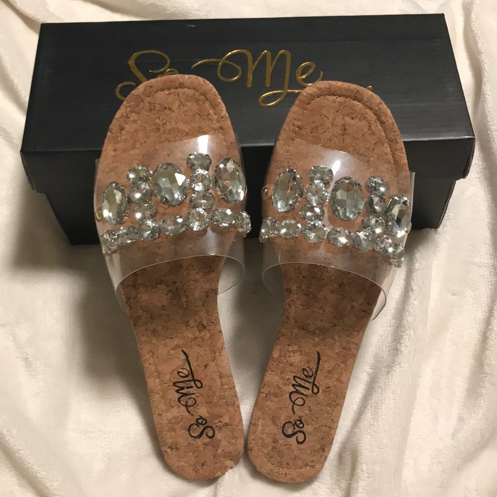 So Me Embellished Cork Sandals